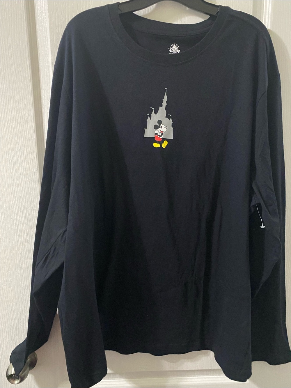 Disney Black Long-Sleeve Tee with Mickey and Castle Graphic